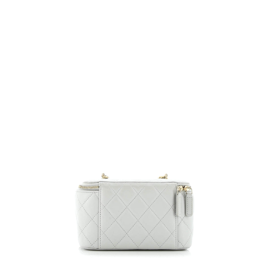 Pearl Crush Vanity Case with Chain Quilted Lambskin Small