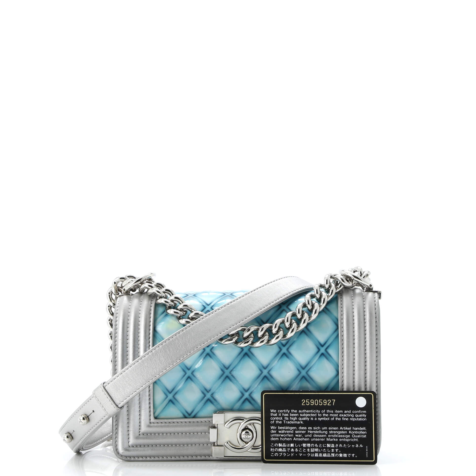 Boy Flap Bag Quilted Holographic PVC Small