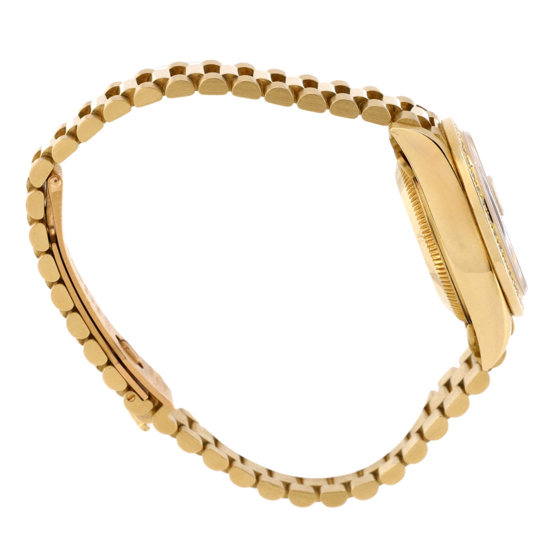 Oyster Perpetual President Datejust Automatic Watch Yellow Gold with Diamond Bezel and Markers 26