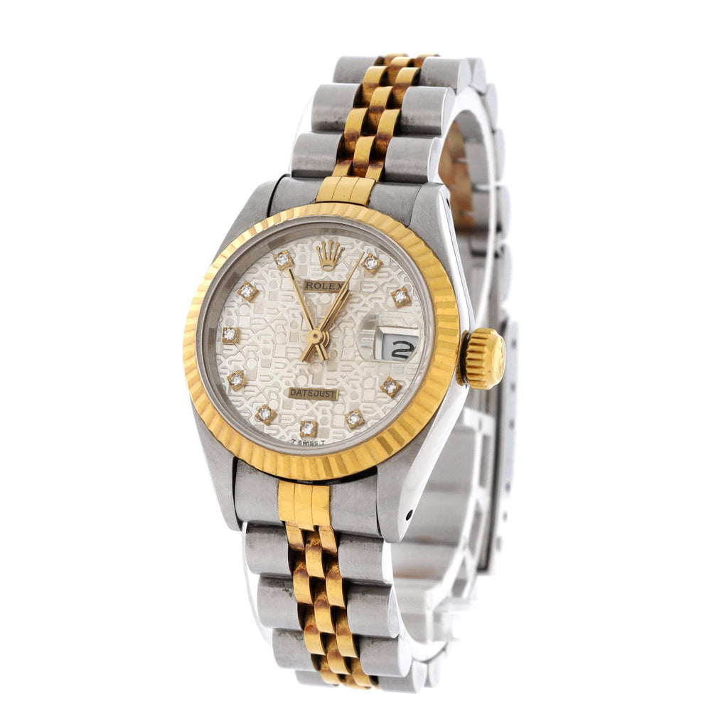 Oyster Perpetual Datejust Automatic Watch Stainless Steel and Yellow Gold with Diamond Markers 26