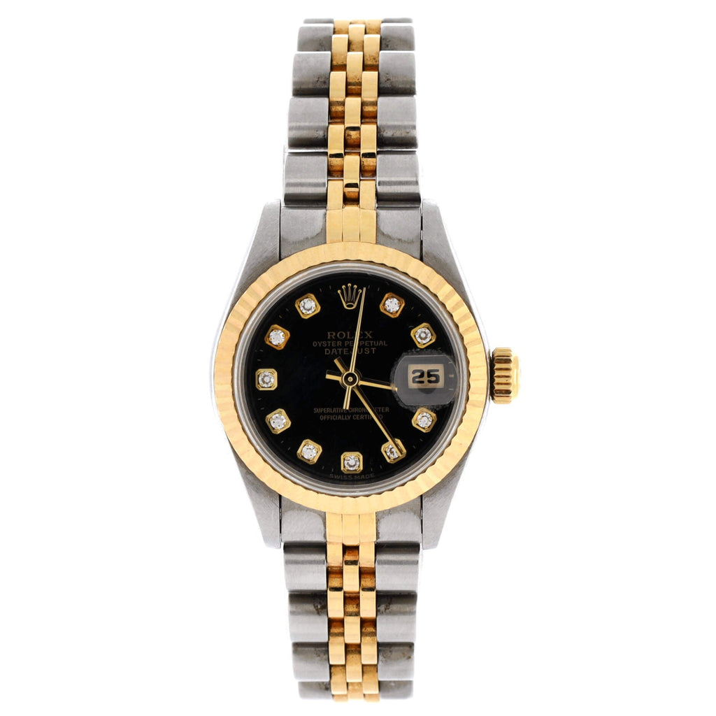 Oyster Perpetual Datejust Automatic Watch Stainless Steel and Yellow Gold with Diamond Markers 26