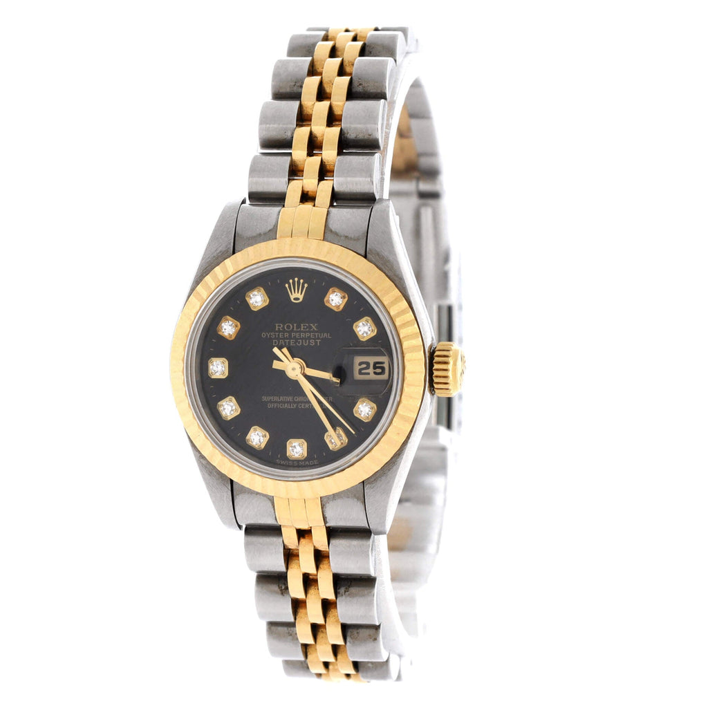 Oyster Perpetual Datejust Automatic Watch Stainless Steel and Yellow Gold with Diamond Markers 26