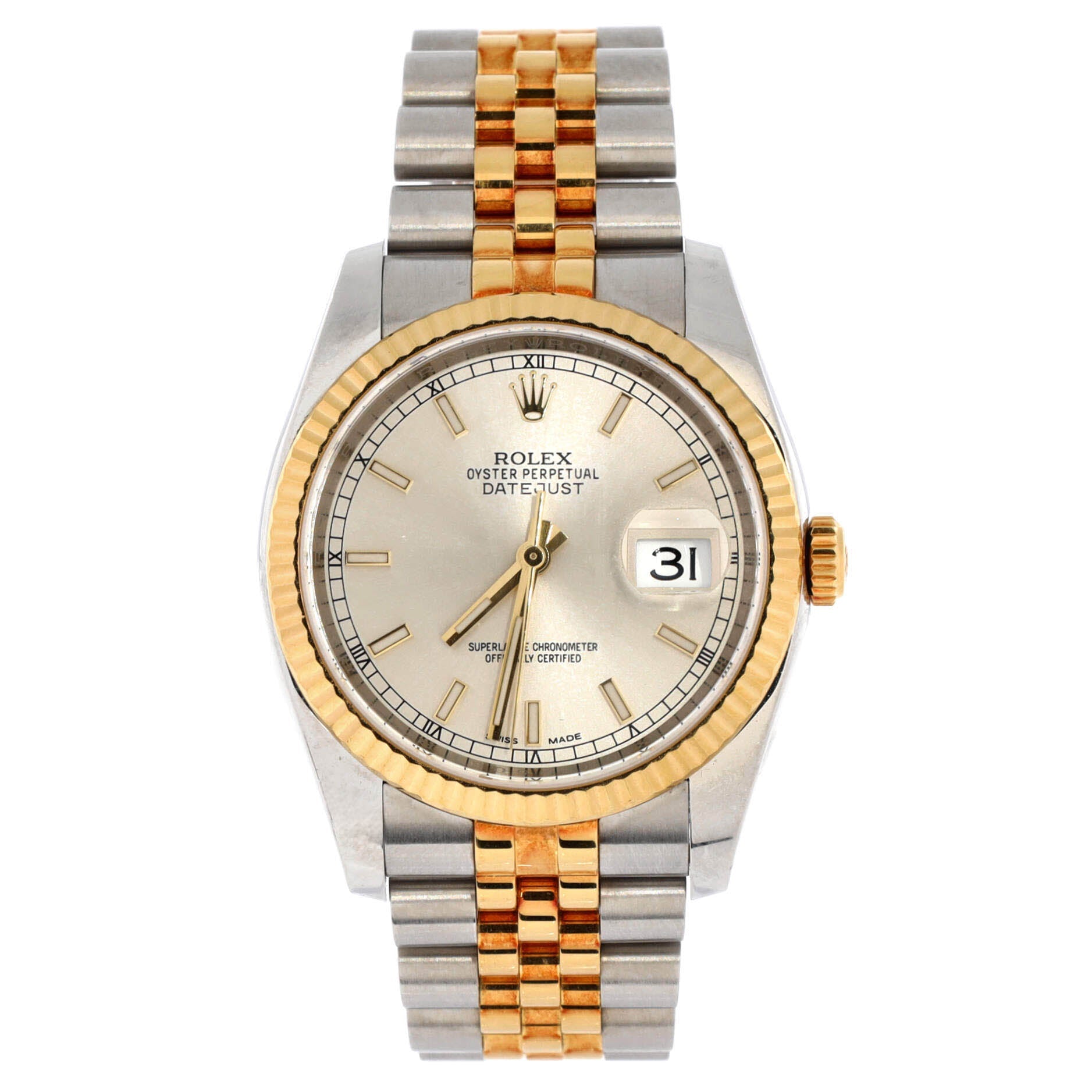 Oyster Perpetual Datejust Automatic Watch Stainless Steel and Yellow Gold 36