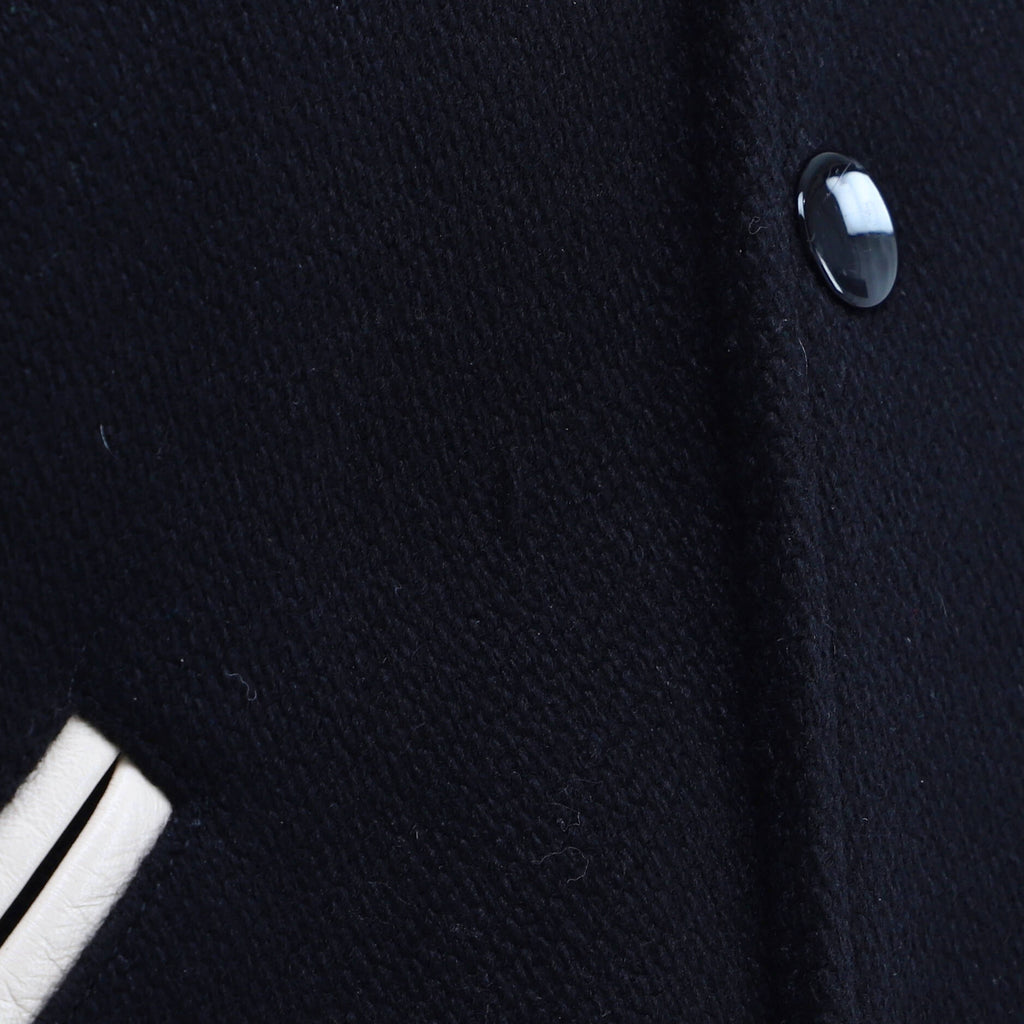 Men's Colorblock Varsity Jacket Wool and Polyamide Blend with Leather