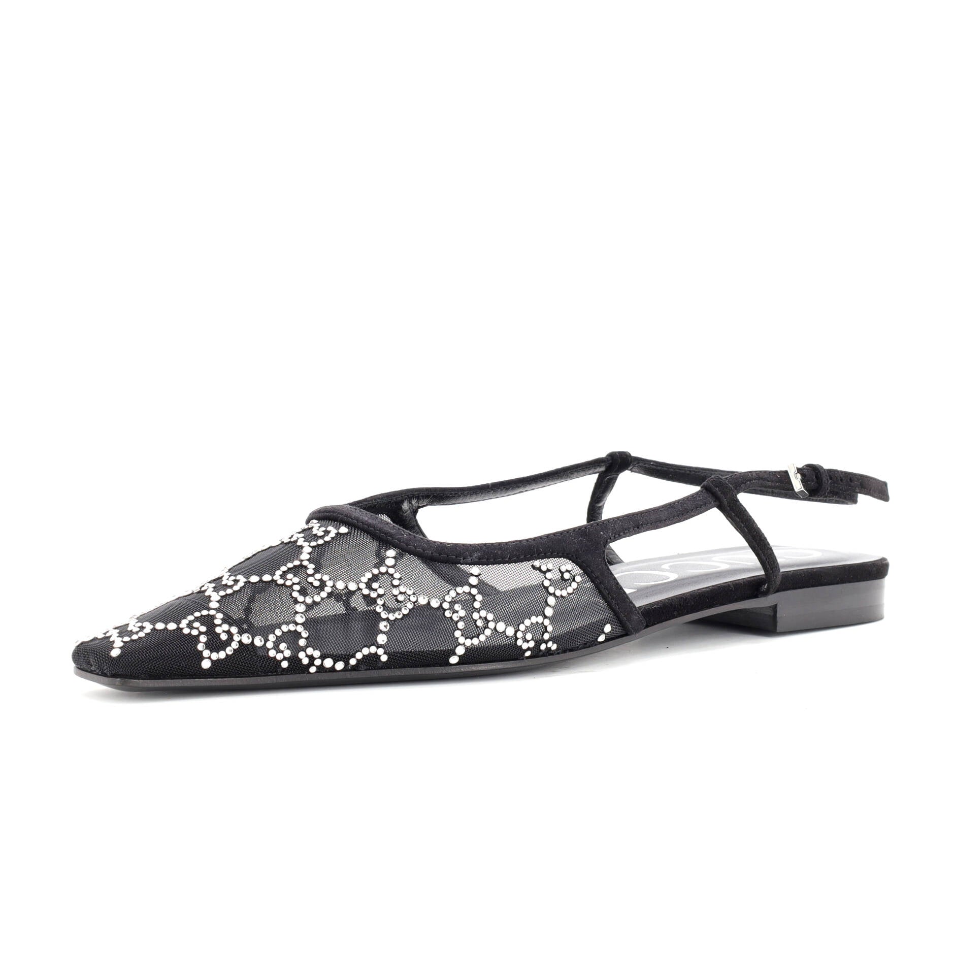 Women's Slingback Flats Crystal GG Embellished Mesh