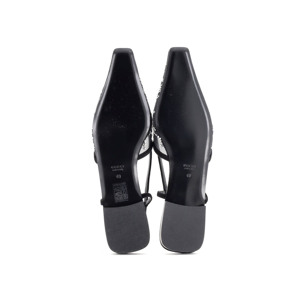 Women's Slingback Flats Crystal GG Embellished Mesh