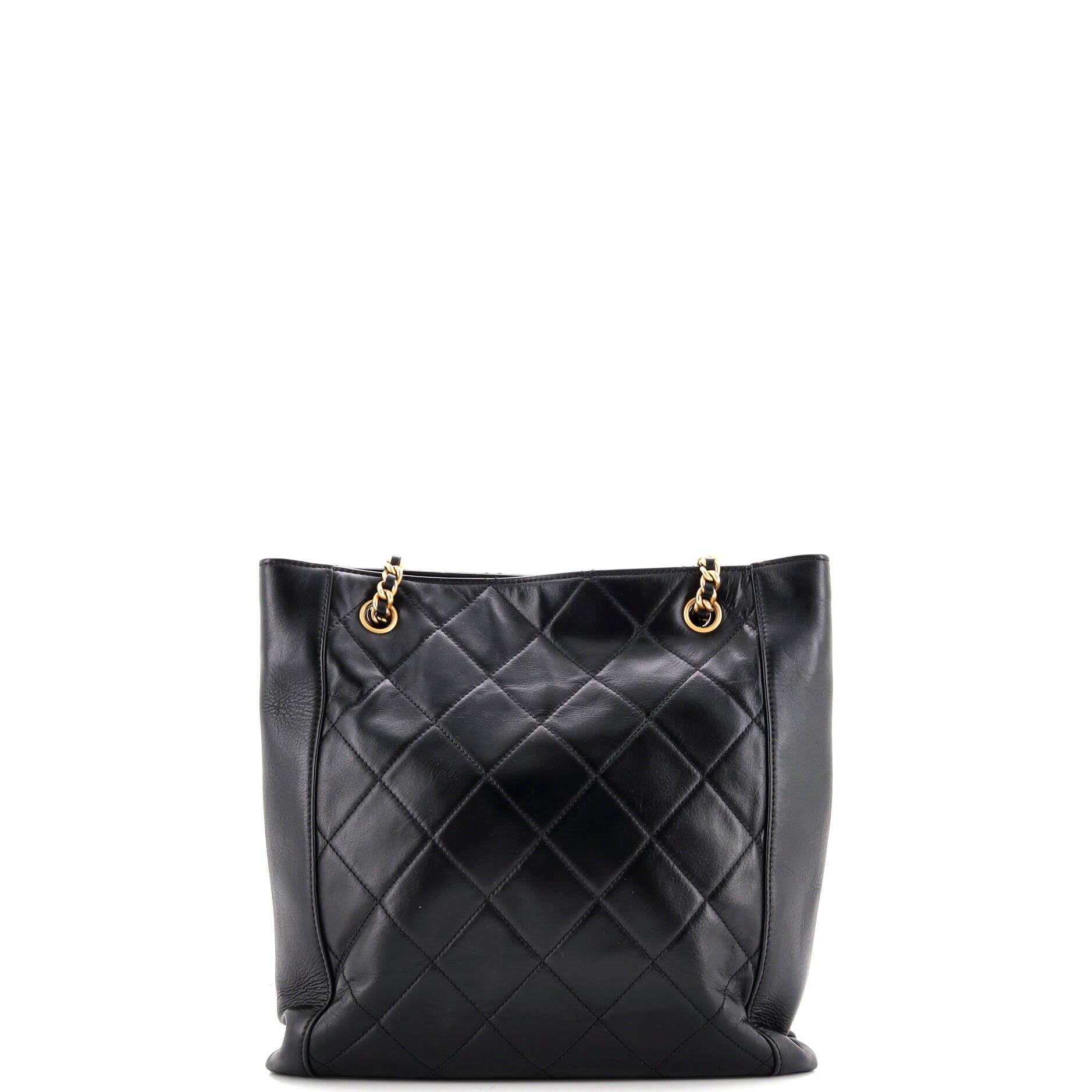 CC Front Pocket Shopping Tote Quilted Calfskin Small