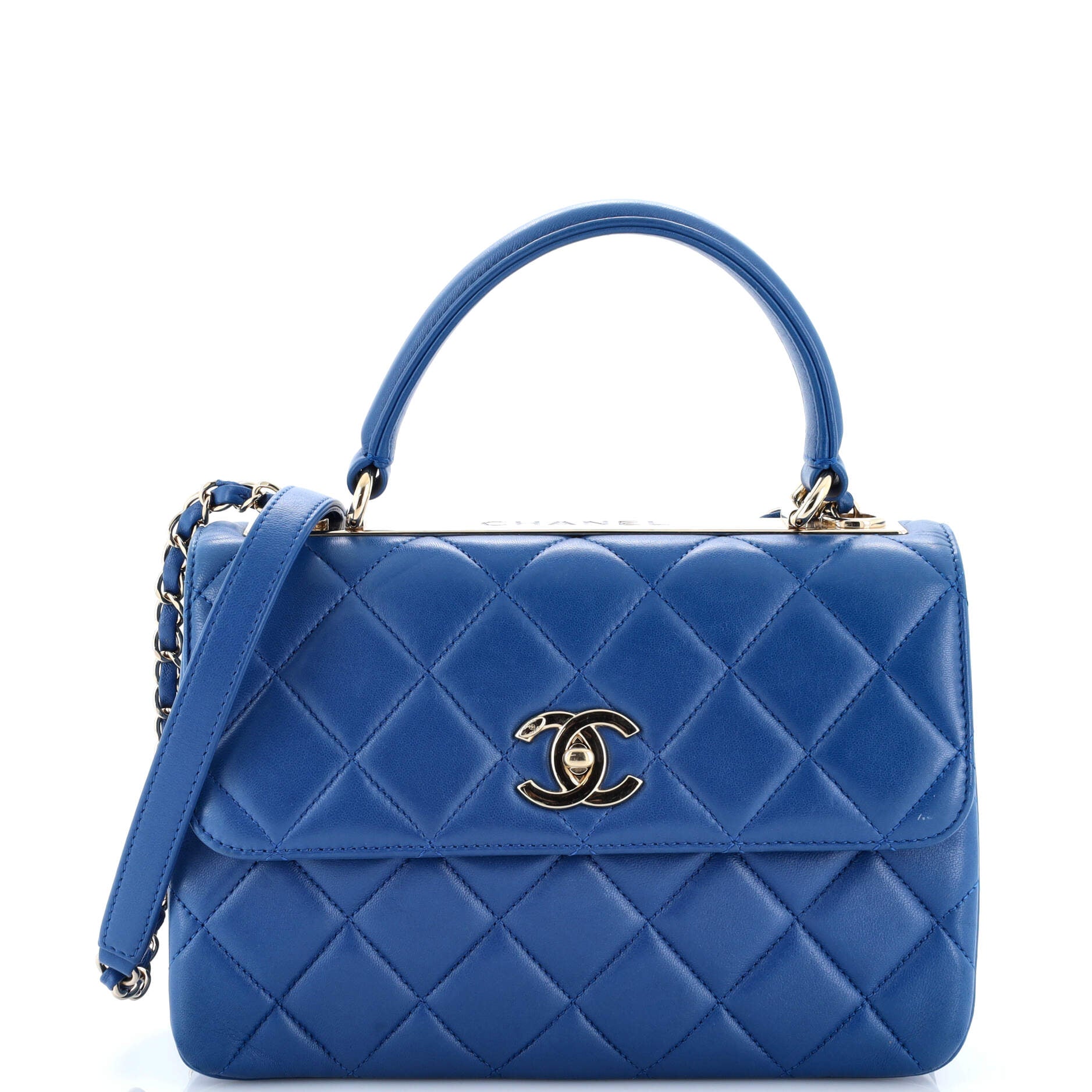 Trendy CC Top Handle Bag Quilted Lambskin Small