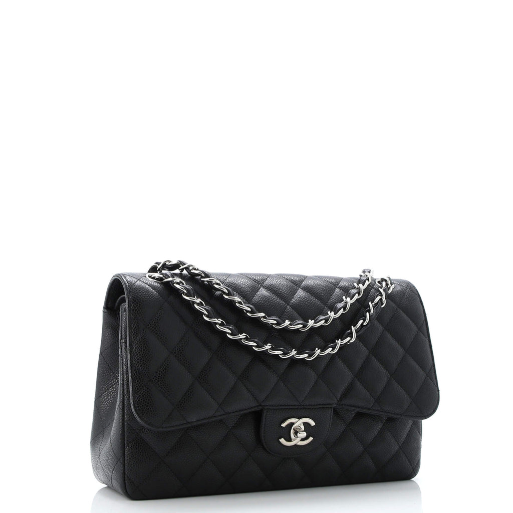 Classic Double Flap Bag Quilted Caviar Jumbo