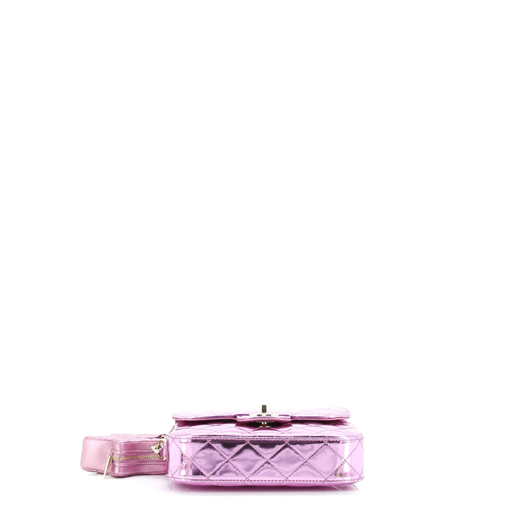 Classic Single Flap Bag with Star Coin Purse Quilted Metallic Leather Mini