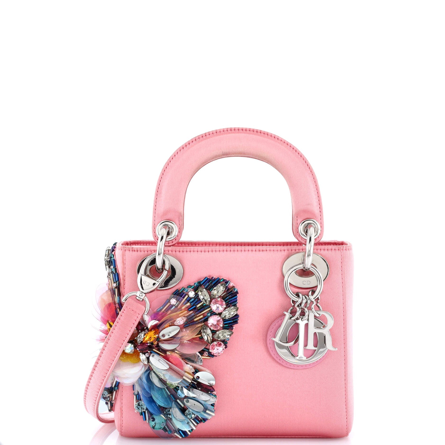 Lady Dior Bag Embellished Satin Mini