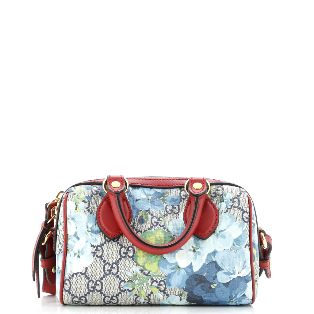 Convertible Boston Bag Blooms Print GG Coated Canvas Nano