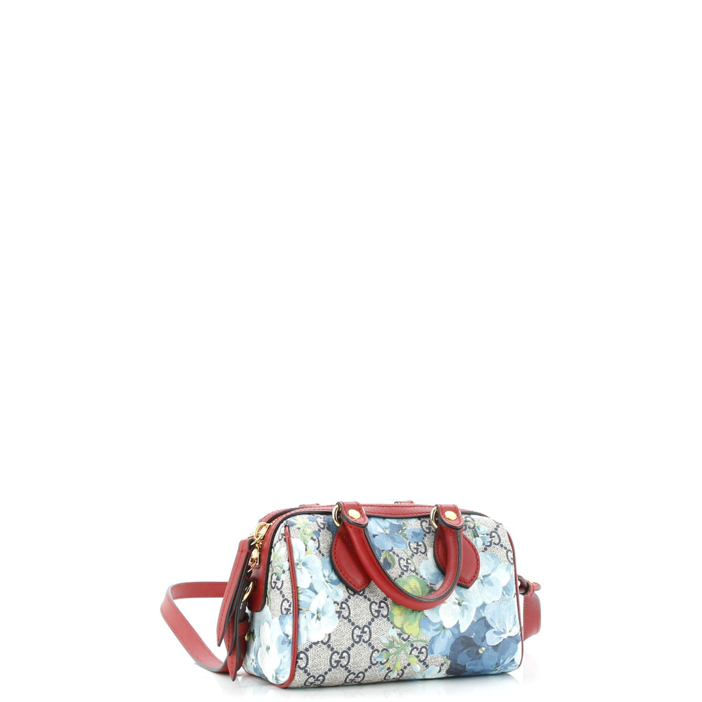 Convertible Boston Bag Blooms Print GG Coated Canvas Nano