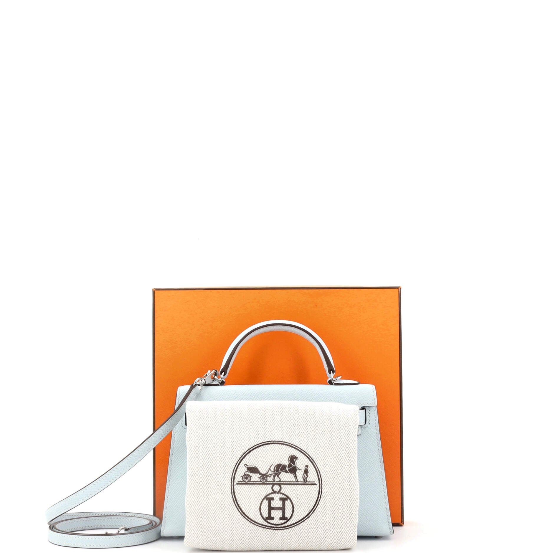 Kelly Mini II Bag Bleu Brume Epsom with Palladium Hardware 20