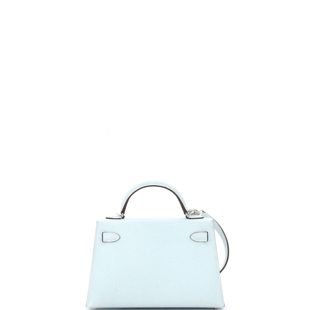 Kelly Mini II Bag Bleu Brume Epsom with Palladium Hardware 20