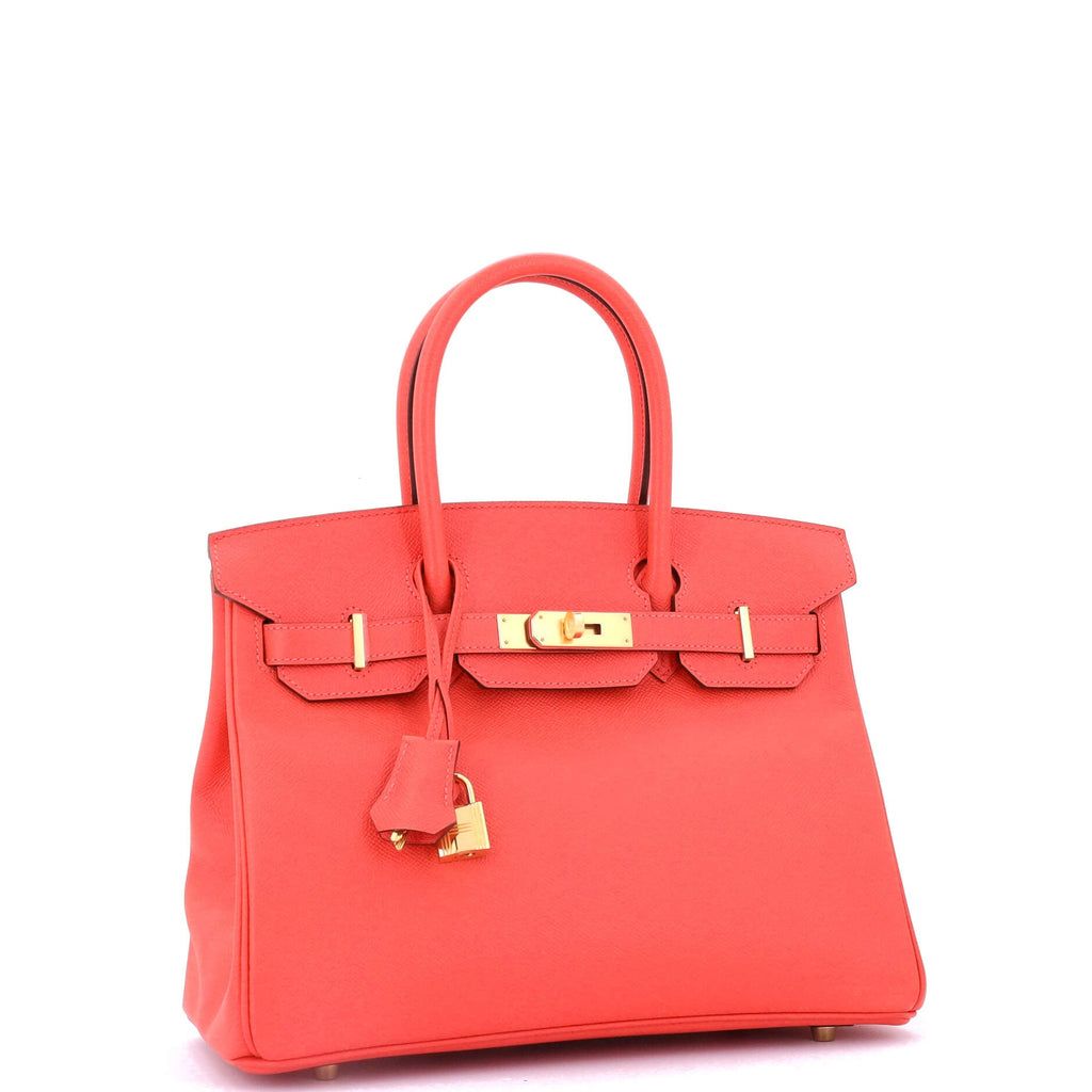 Birkin Handbag Rouge Pivoine Epsom with Gold Hardware 30