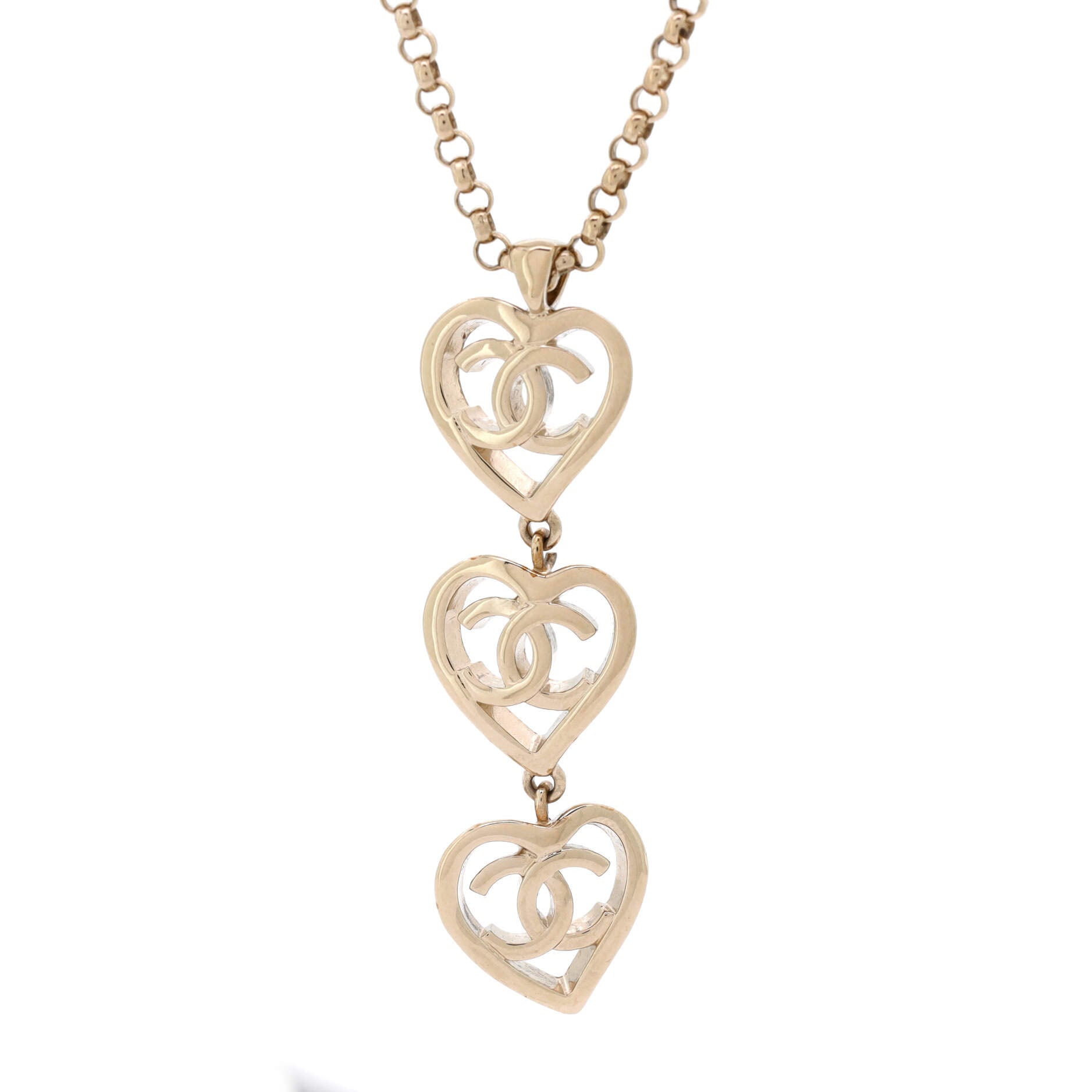 Coco In Love Heart CC Link Necklace Metal