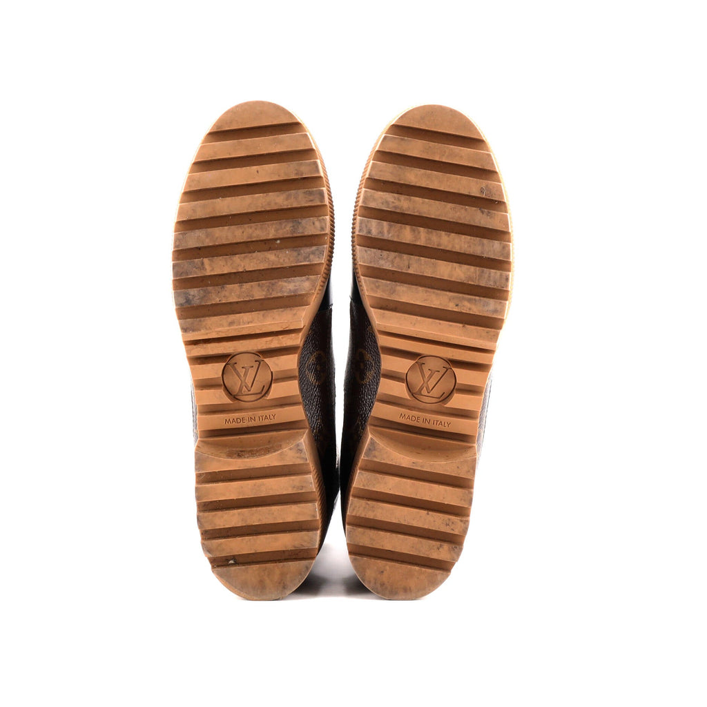Women's Laureate Platform Desert Boots Suede with Monogram Canvas