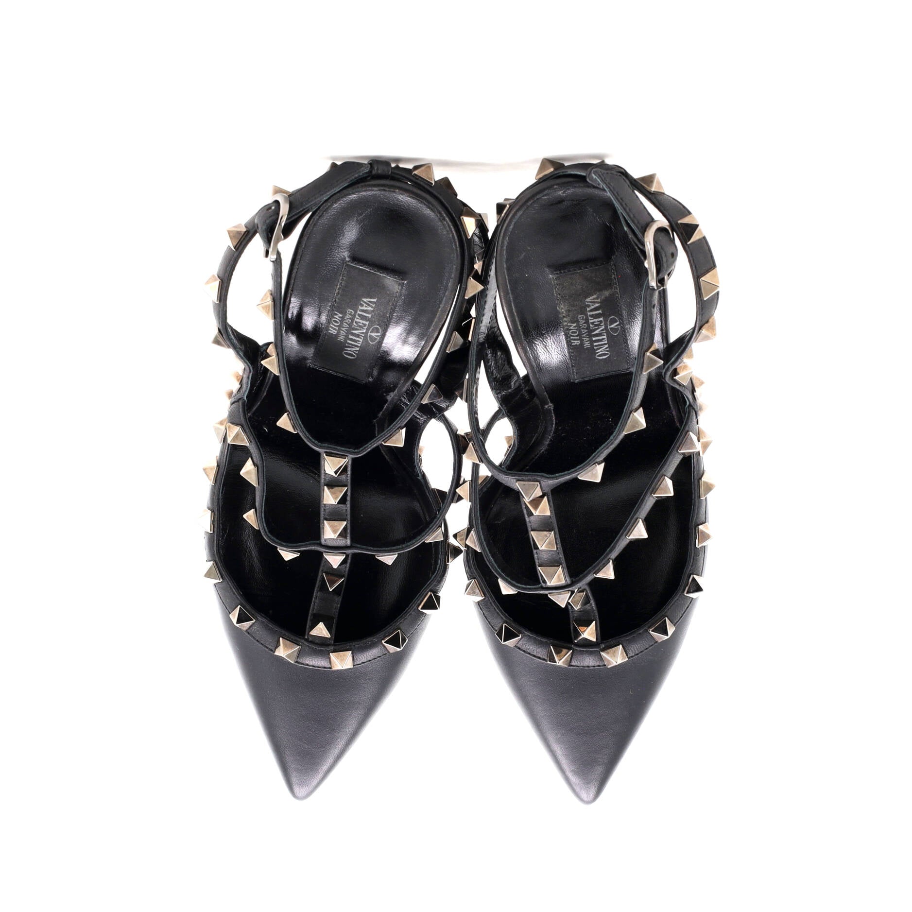 Women's Rockstud Ankle Strap Pumps Leather 100