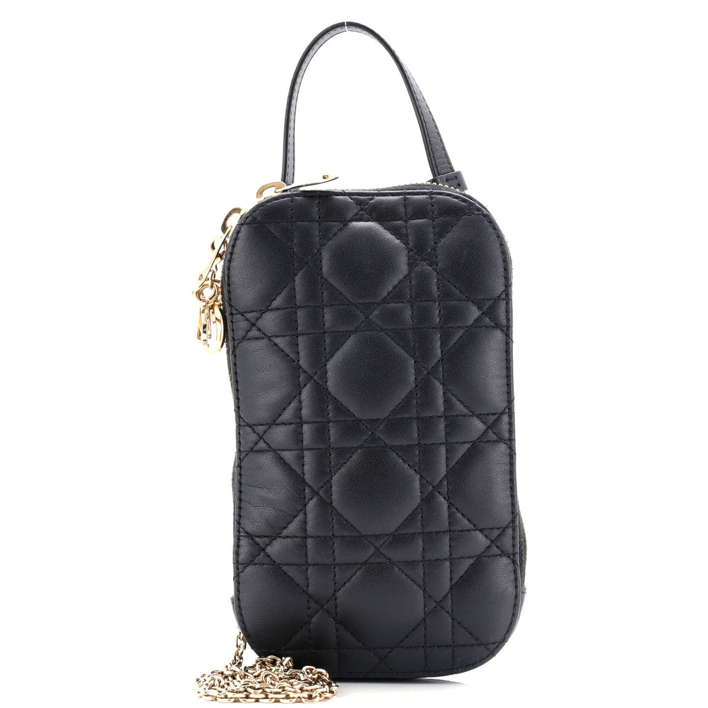 Lady Dior Phone Holder on Chain Cannage Quilt Lambskin