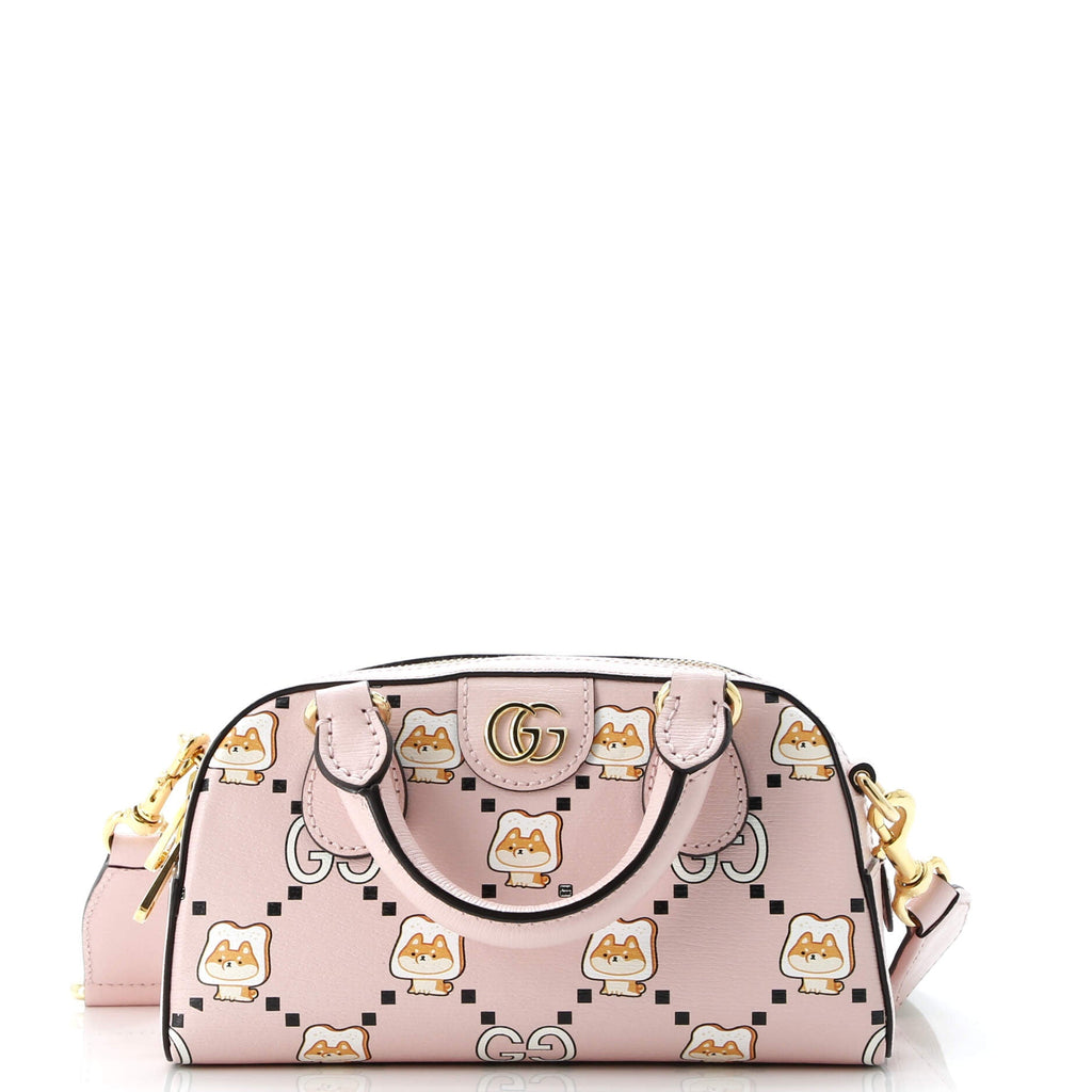 Ophidia Convertible Boston Top Handle Bag Kawaii Printed Leather Mini