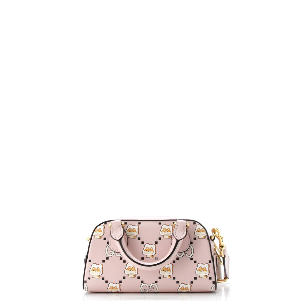 Ophidia Convertible Boston Top Handle Bag Kawaii Printed Leather Mini