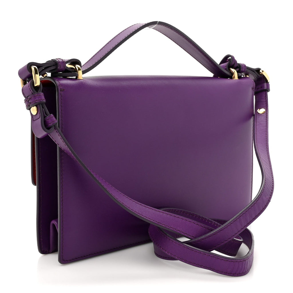 Smooth Calfskin Medium Aileen Gancio Lock Shoulder Bag Grape Rosso