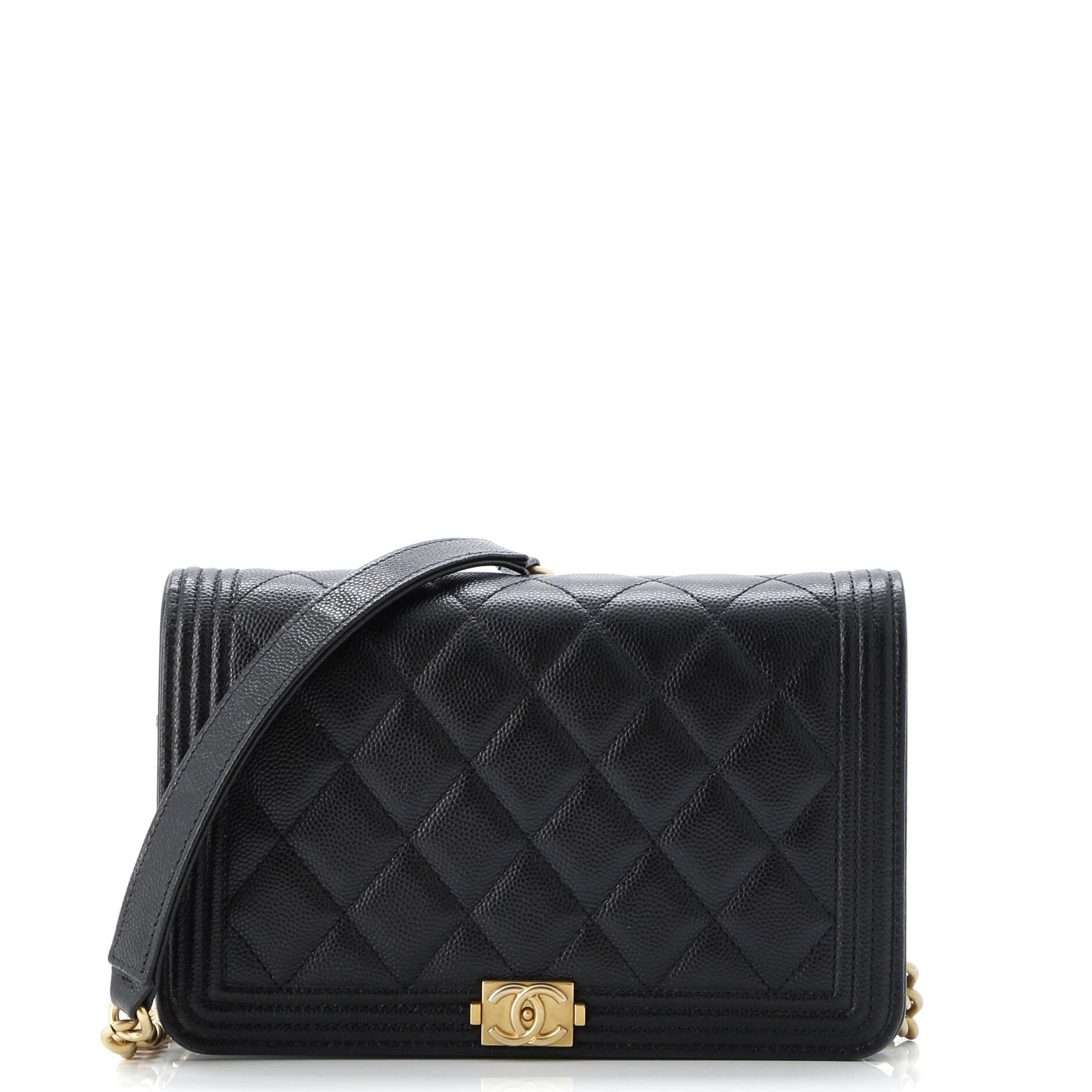 Boy Wallet on Chain Quilted Caviar