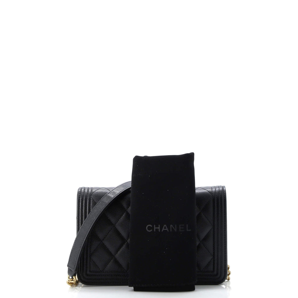 Boy Wallet on Chain Quilted Caviar