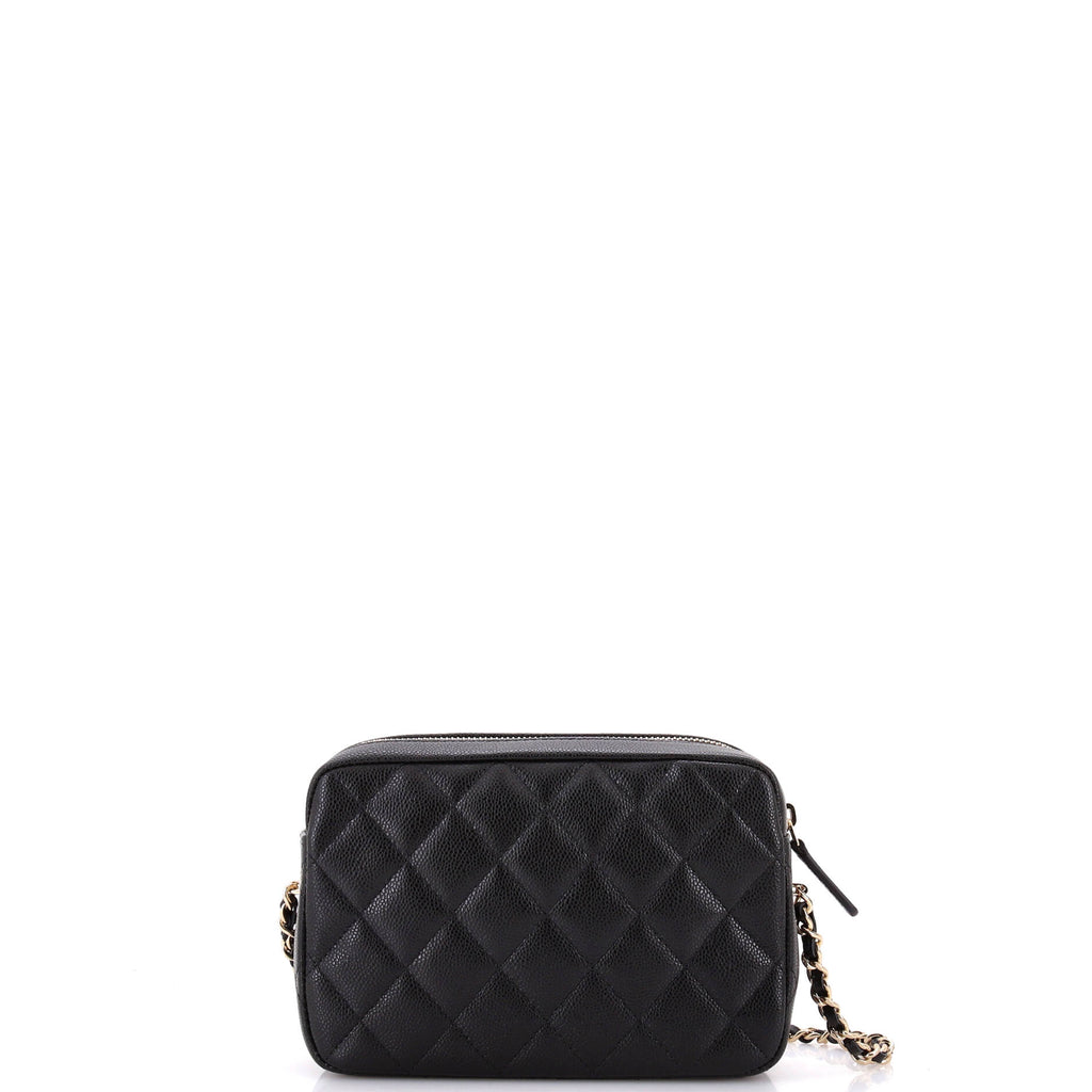 Classic Flap Phone Holder with Chain Quilted Caviar
