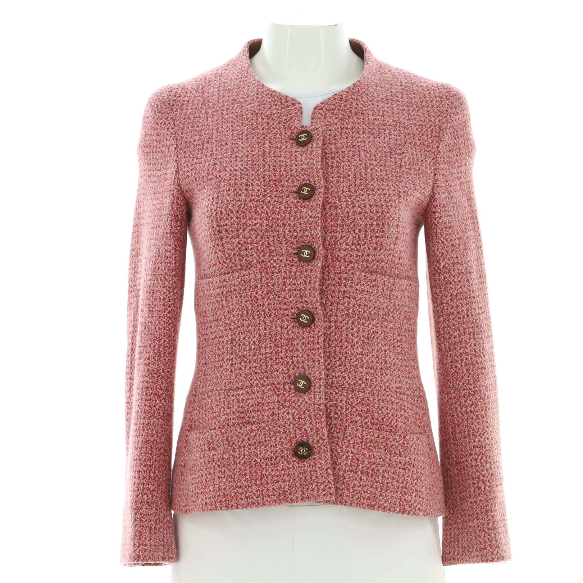 Women's Vintage Collarless Four Pocket Jacket Tweed