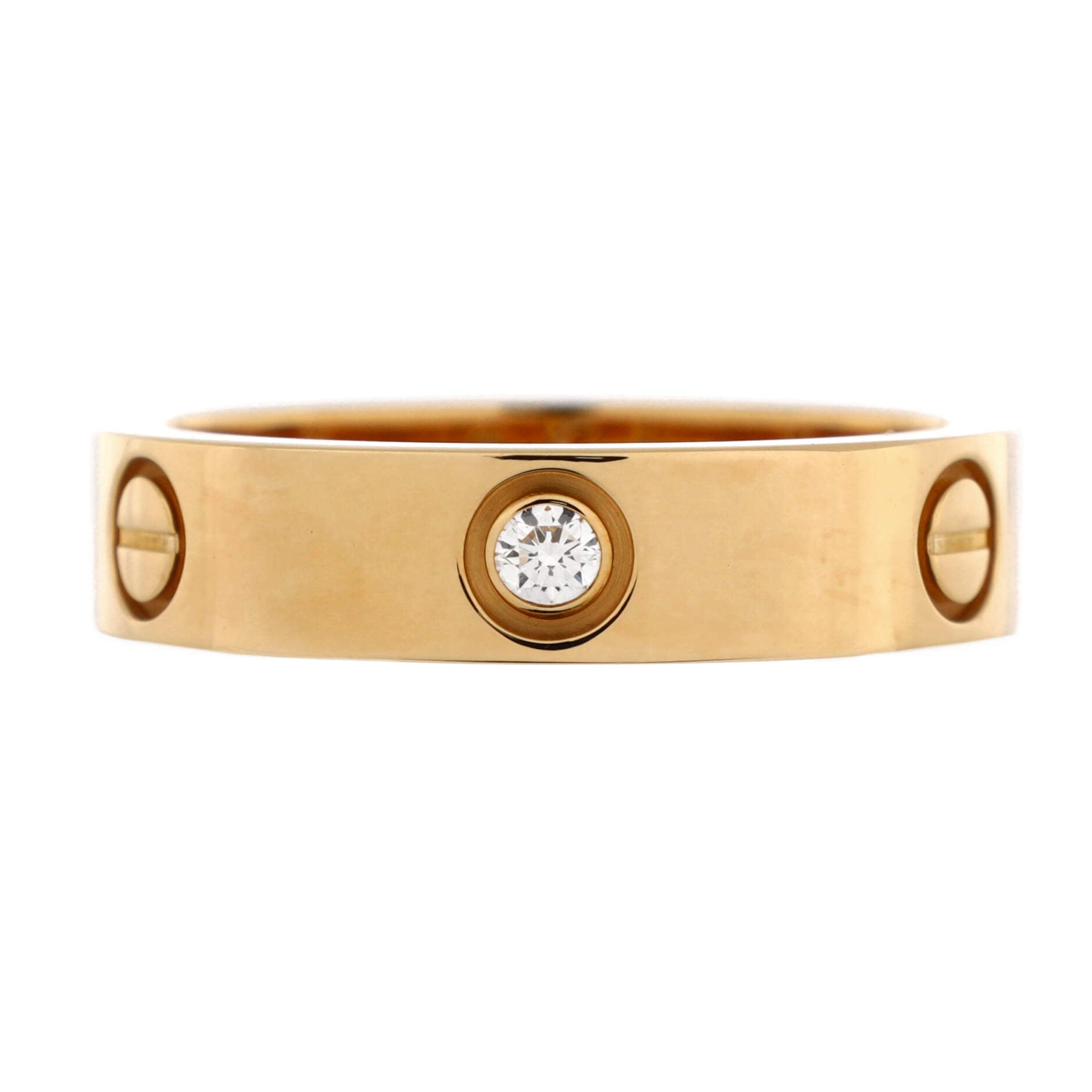 Love 3 Diamonds Band Ring 18K Yellow Gold with Diamonds