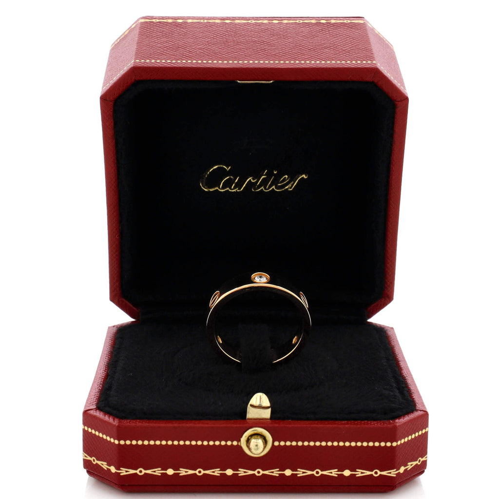 Love 3 Diamonds Band Ring 18K Yellow Gold with Diamonds