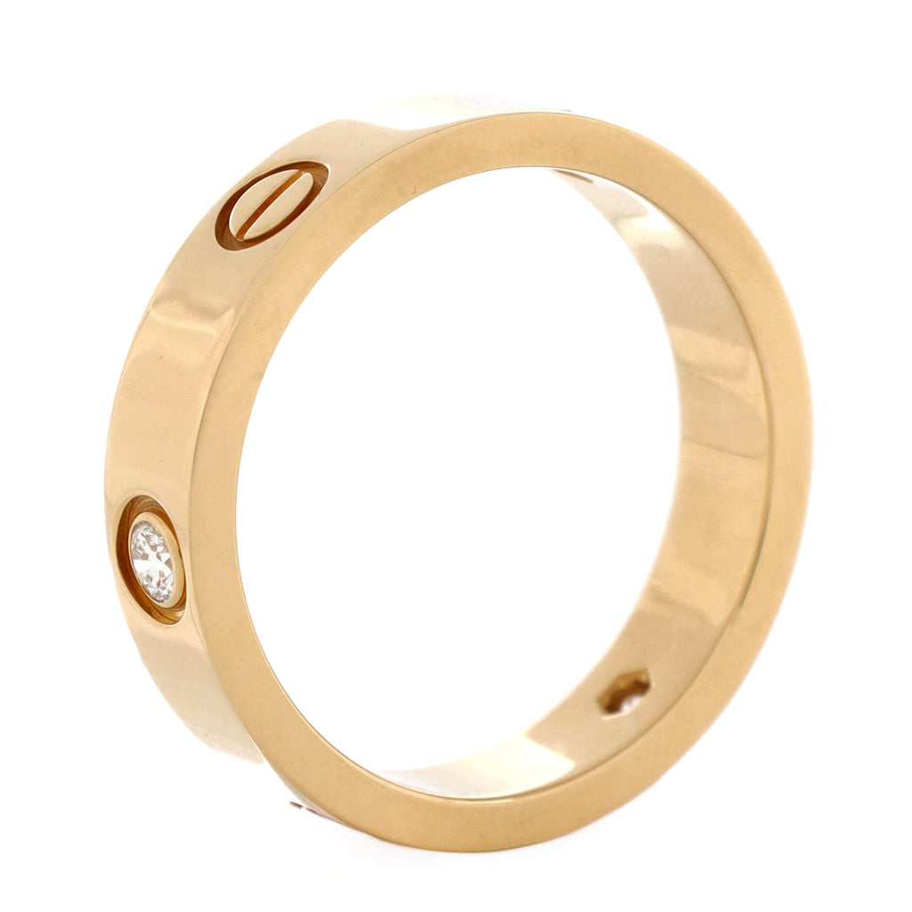 Love 3 Diamonds Band Ring 18K Yellow Gold with Diamonds