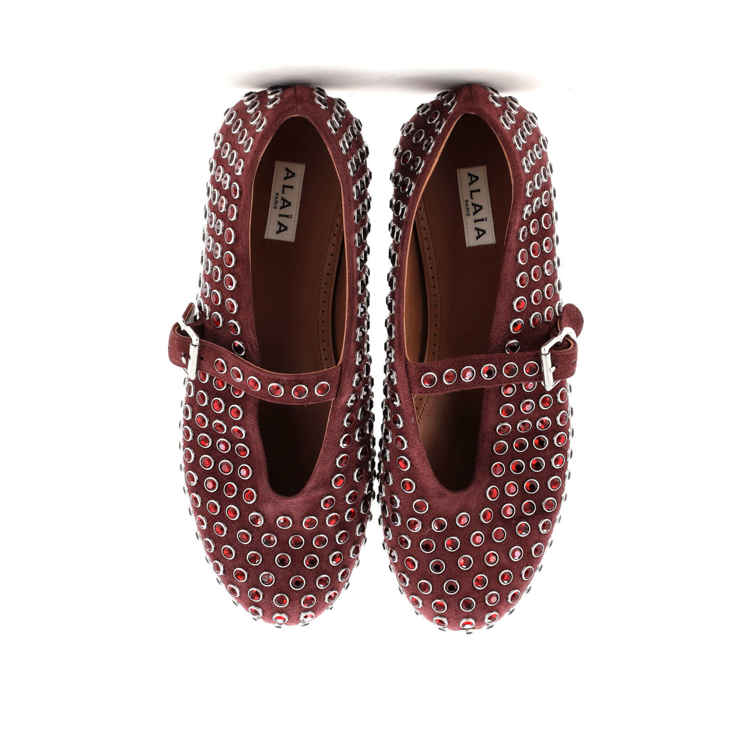 Women's Buckle Ballerina Flats Leather with Crystals
