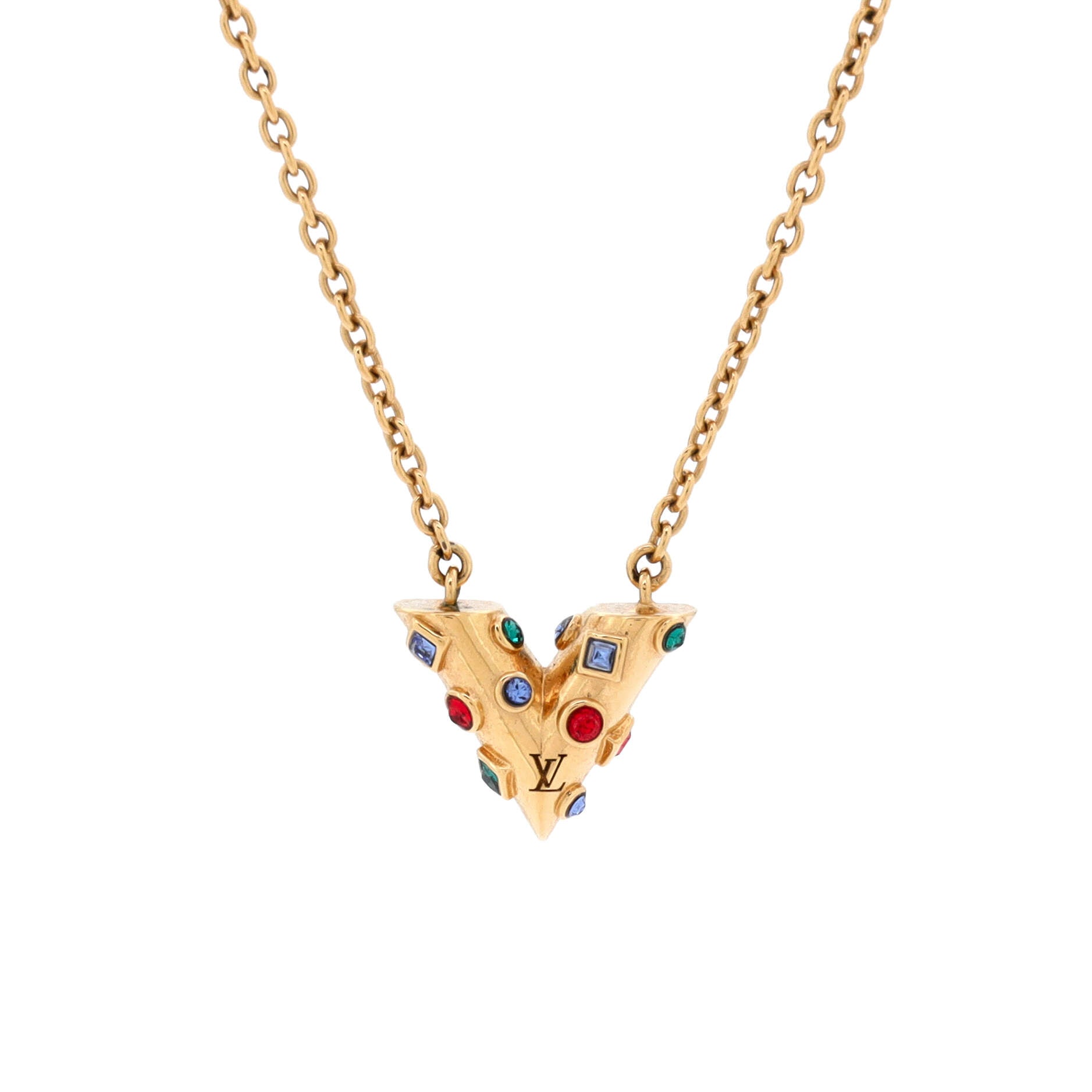 Essential V Planet Necklace Metal and Rhinestones