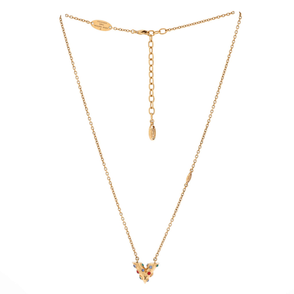 Essential V Planet Necklace Metal and Rhinestones