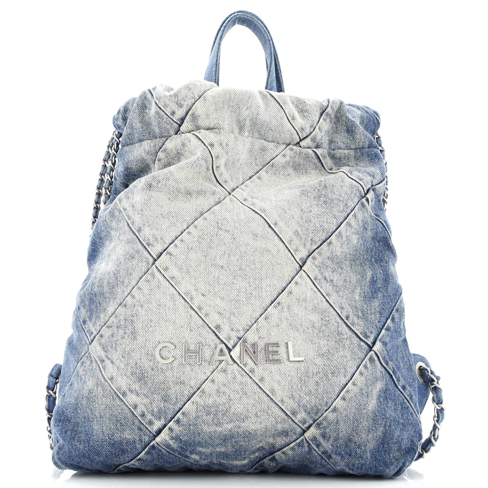 22 Chain Backpack Quilted Denim Medium