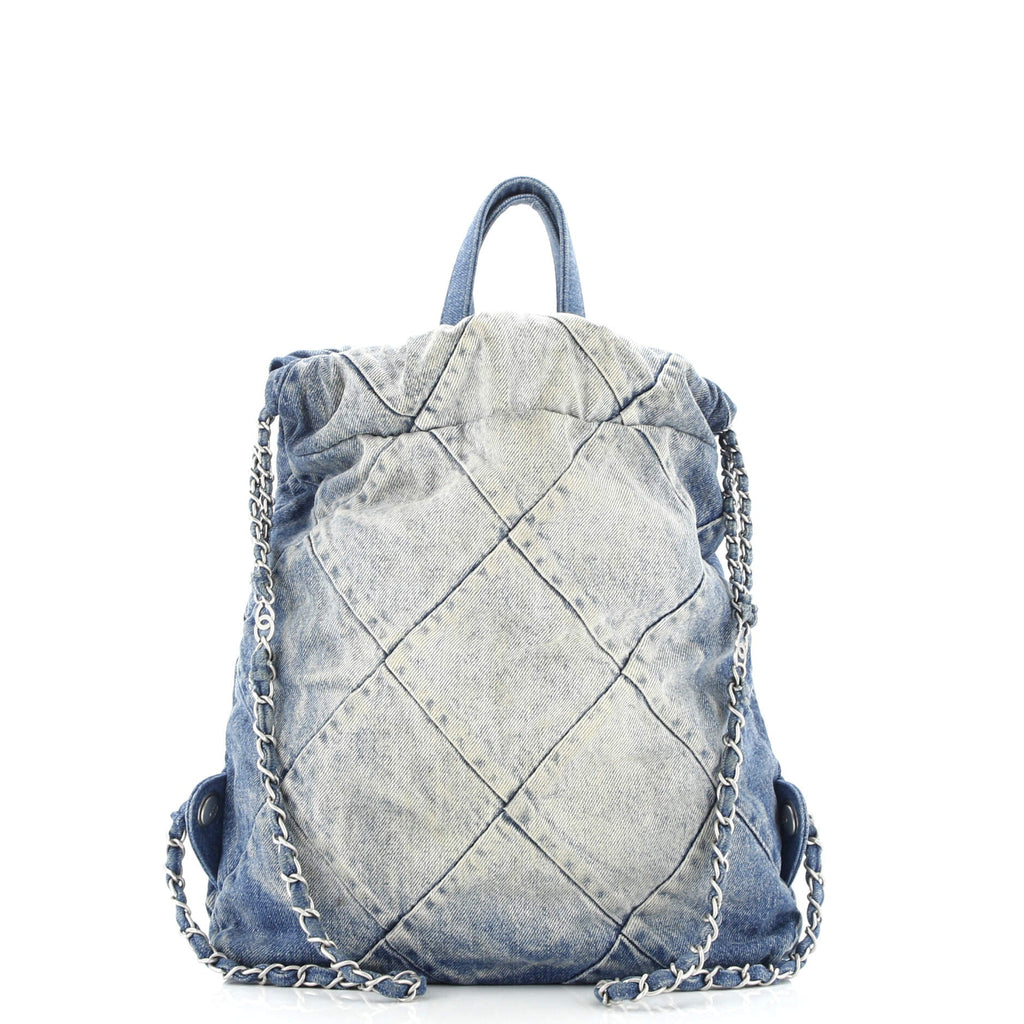 22 Chain Backpack Quilted Denim Medium