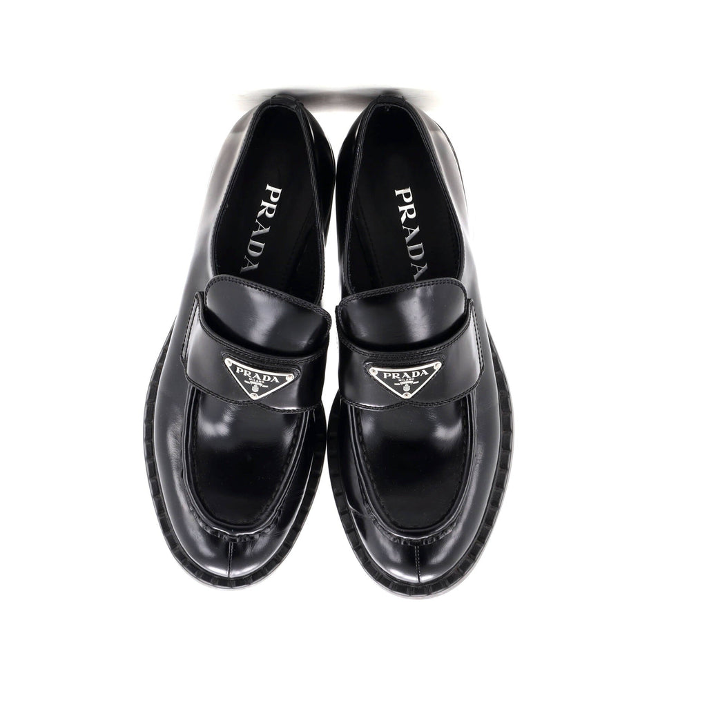 Women's Triangle Logo Loafers Spazzolato Leather