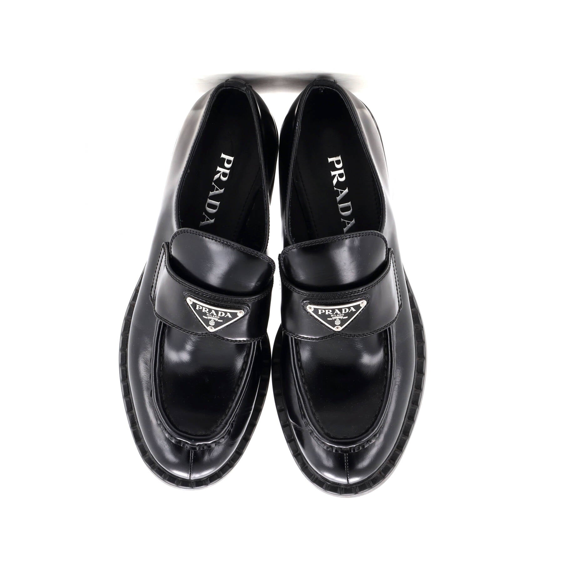 Women's Triangle Logo Loafers Spazzolato Leather