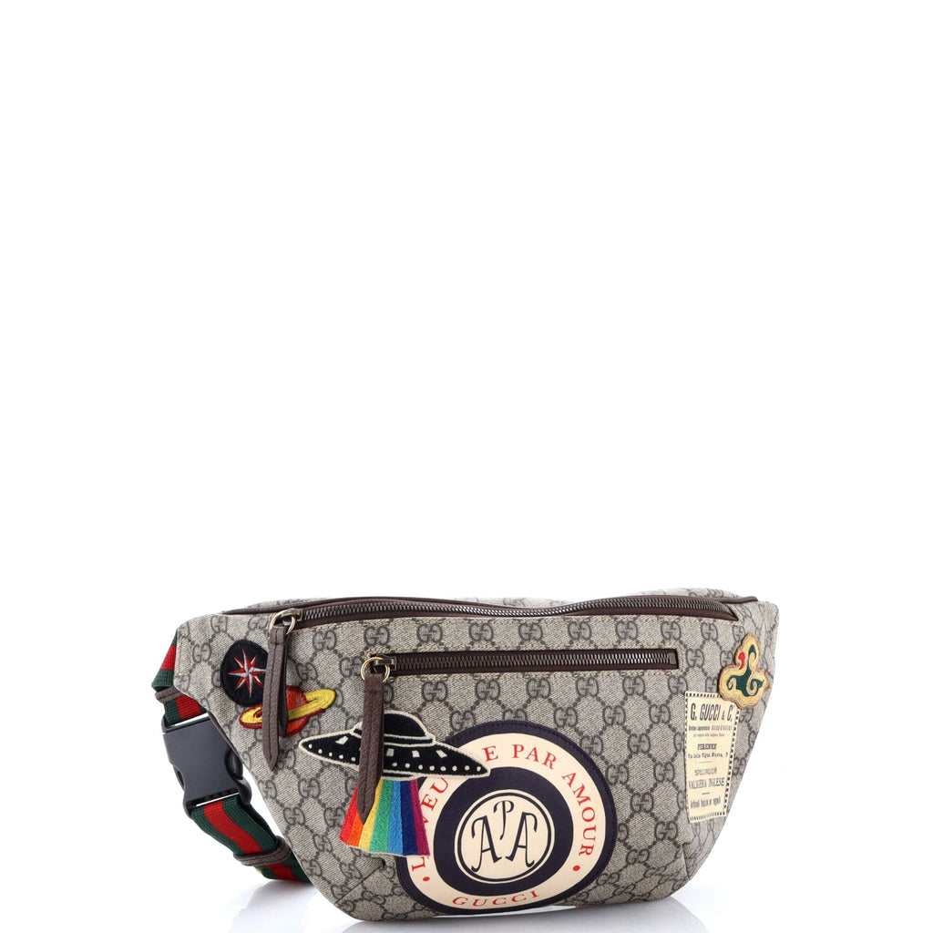 Courrier Zip Belt Bag GG Coated Canvas with Applique
