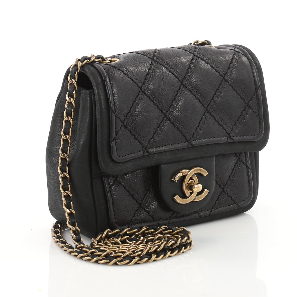 Double Stitch CC Flap Bag Iridescent Calfskin Mini