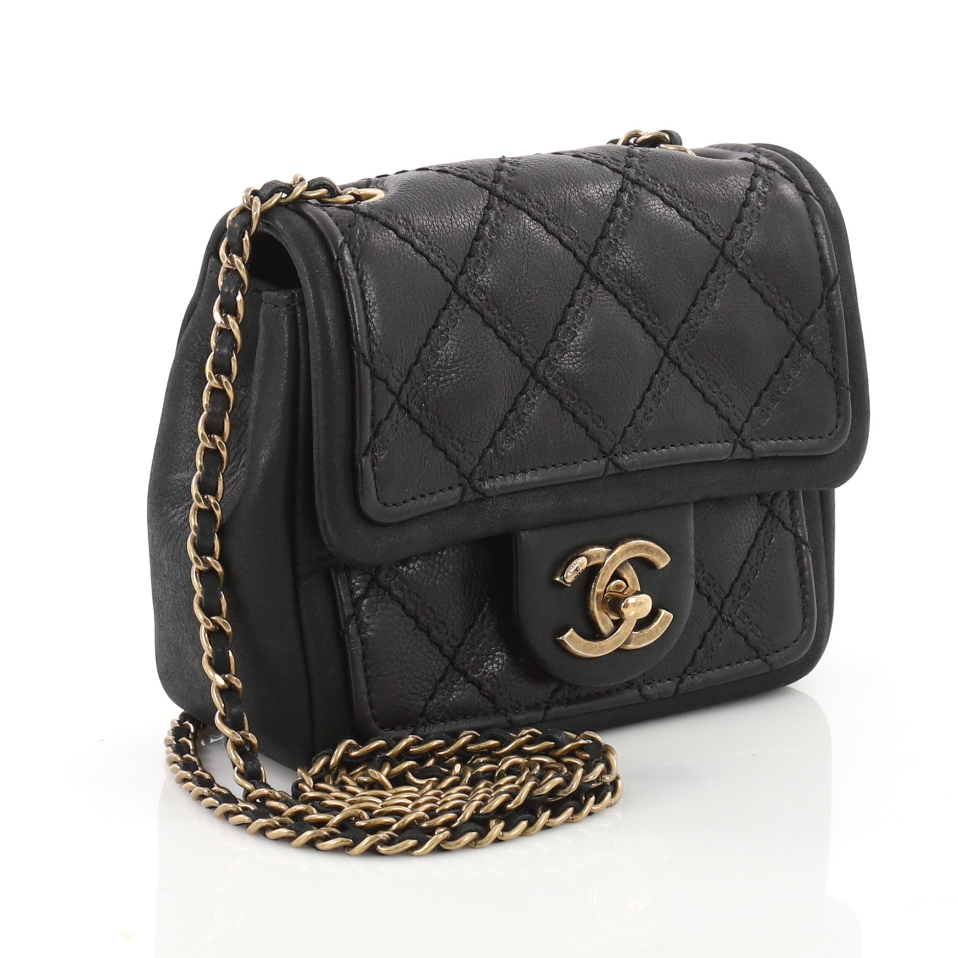 Double Stitch CC Flap Bag Iridescent Calfskin Mini