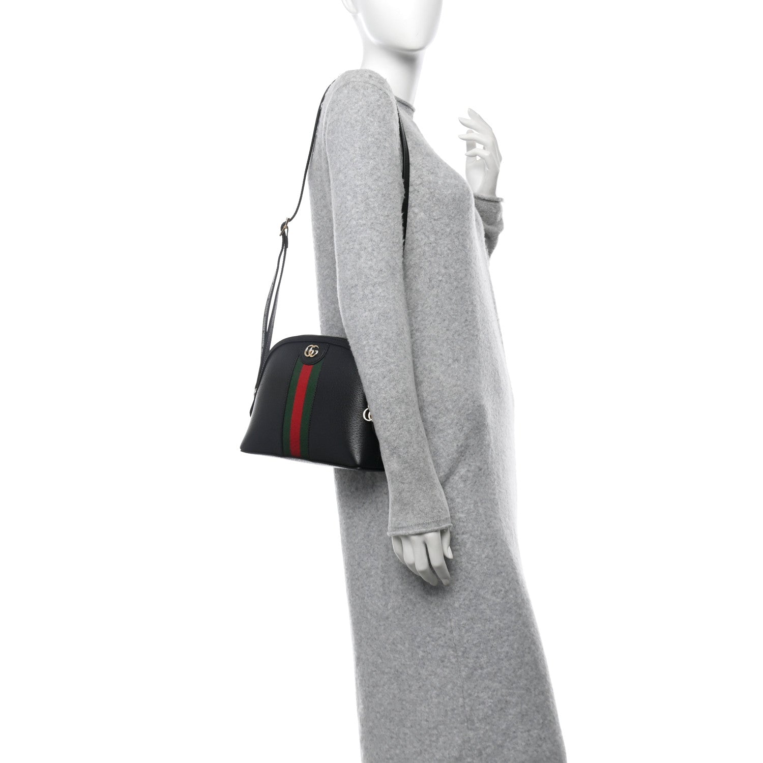 Calfskin GG Web Small Ophidia Dome Shoulder Bag Black