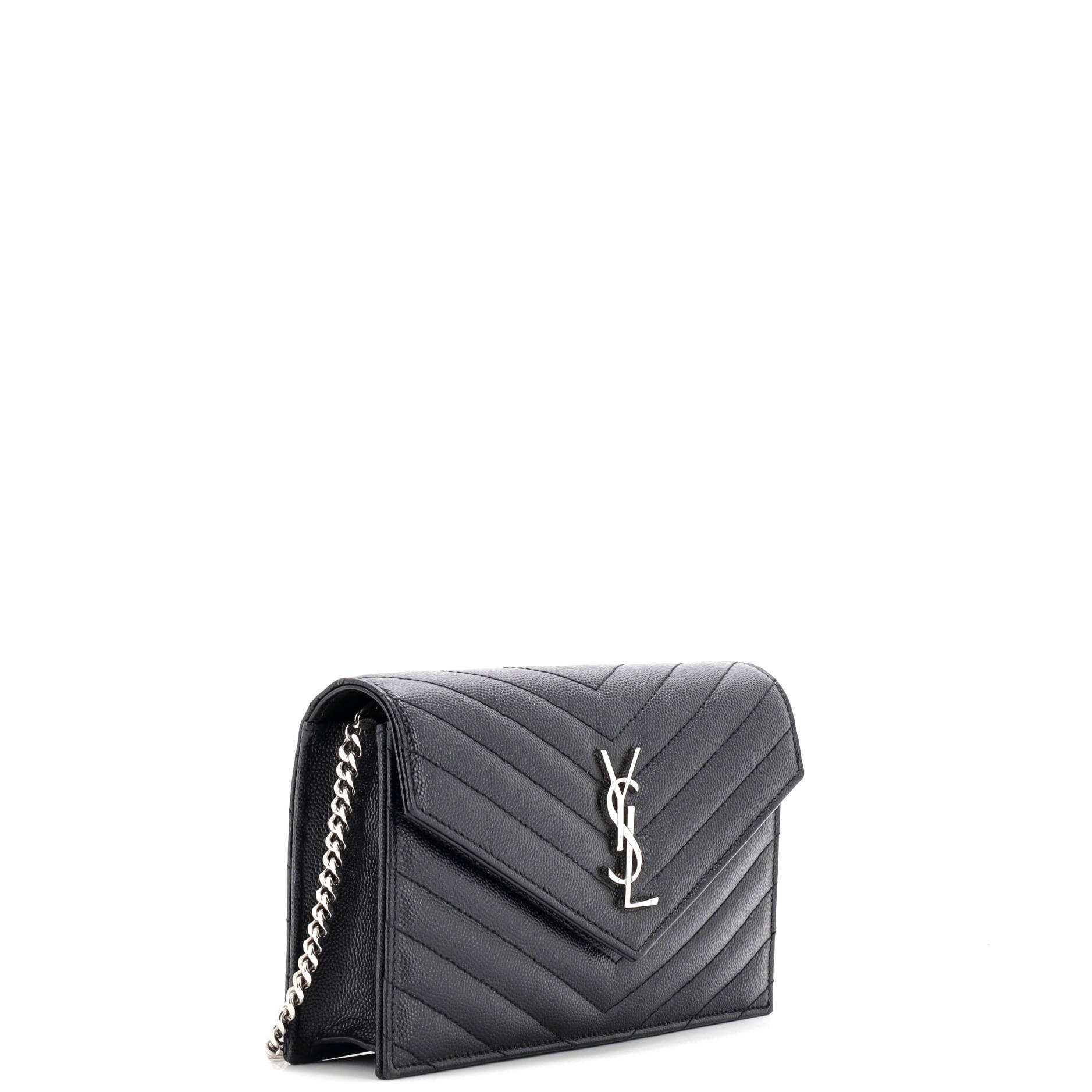 Classic Monogram Wallet on Chain Matelasse Chevron Leather Small