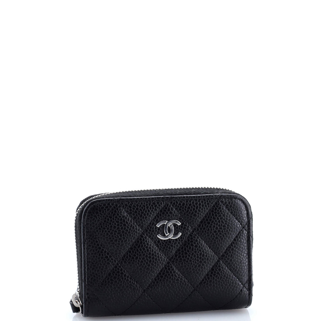 CC Zip Coin Purse Quilted Caviar Small