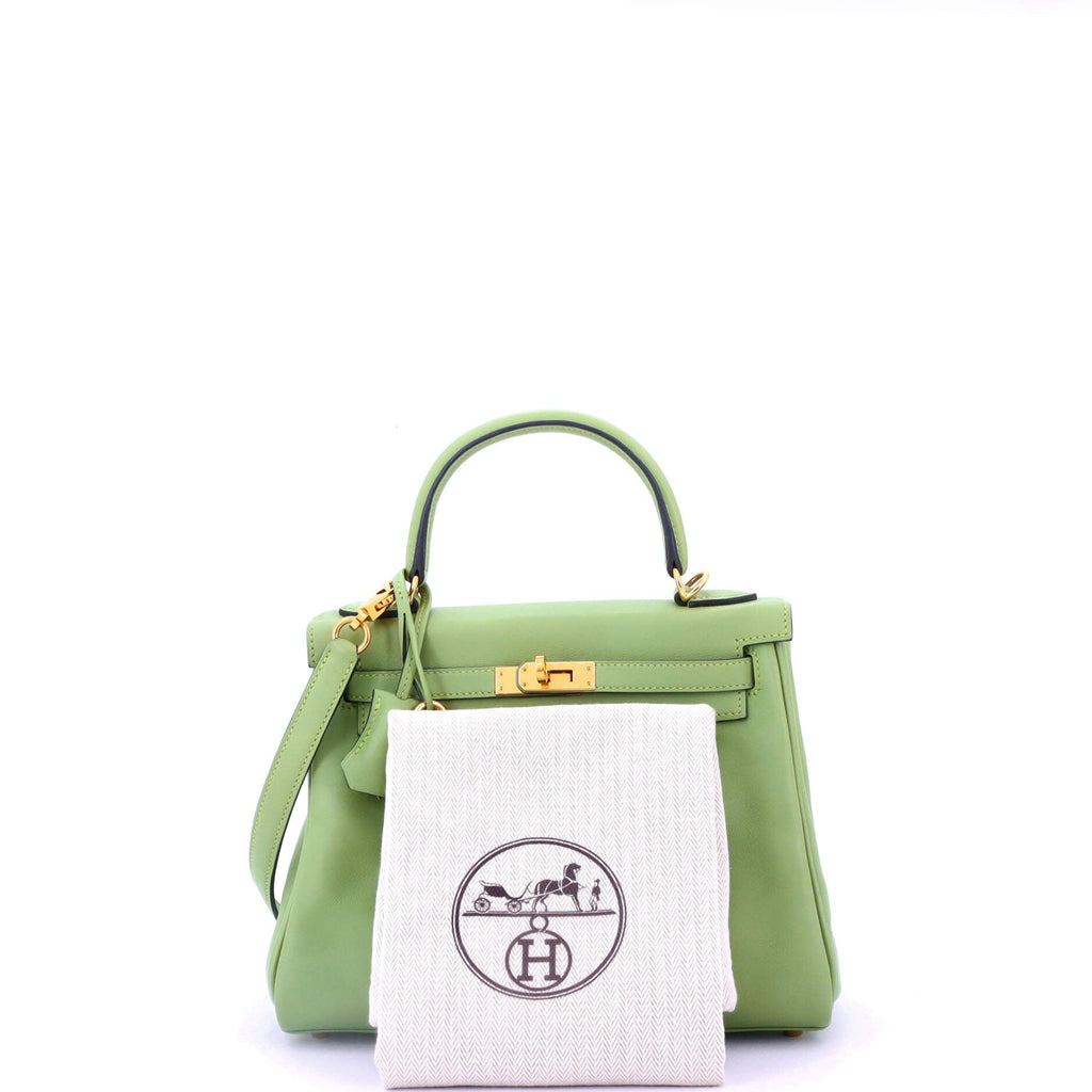 Kelly Handbag Vert Criquet Swift with Gold Hardware 25
