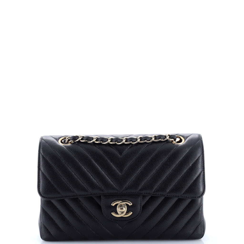 Classic Double Flap Bag Chevron Caviar Small