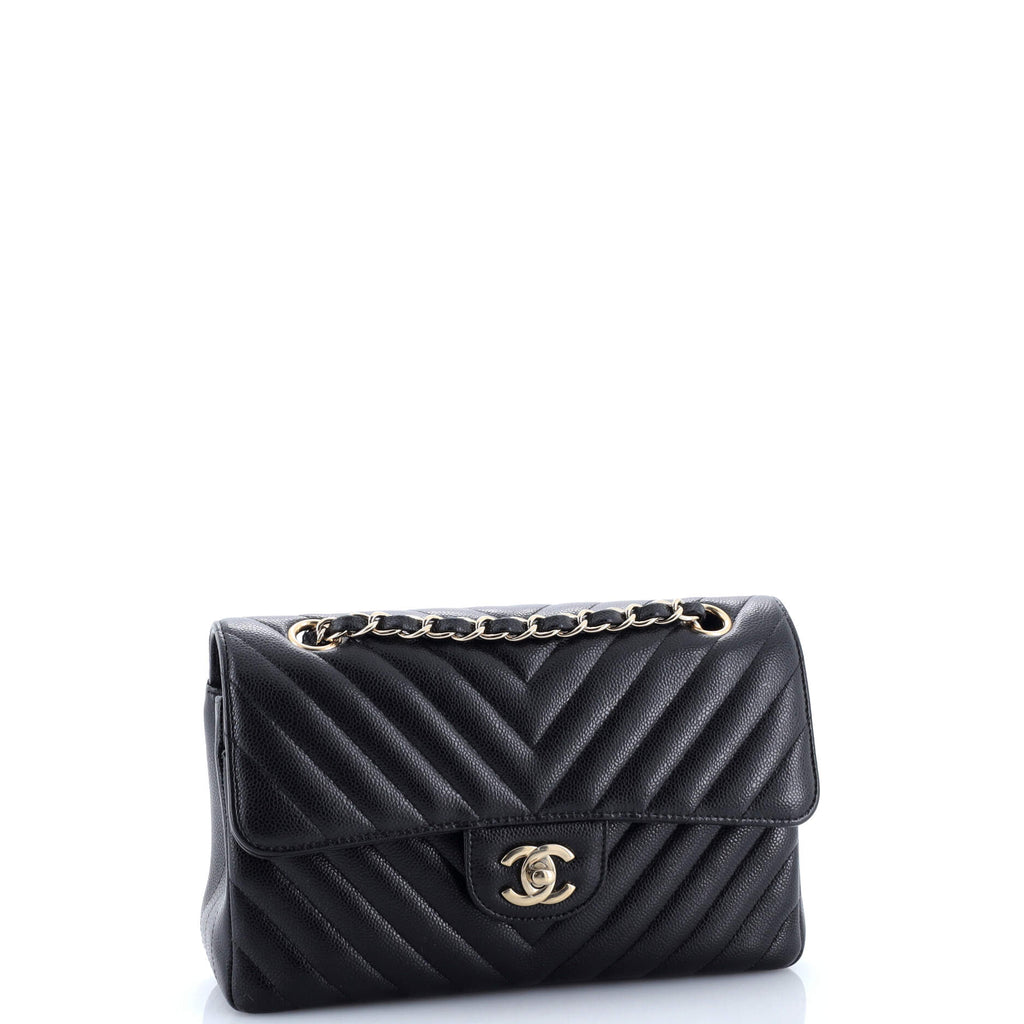 Classic Double Flap Bag Chevron Caviar Small